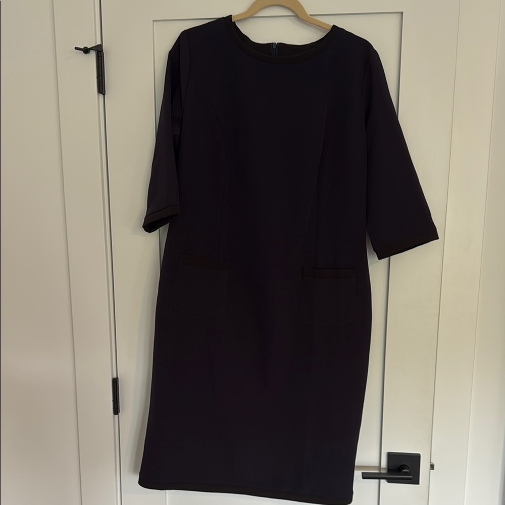 NWT Navy Blue Sheath Dress with Black Trim and Crew Neckline for Work